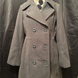 Alpine Swiss Charcoal Double-Breasted Pea Coat